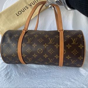 Authentic Louis Vuitton Papillon 30 Monogram Genuine Vachetta Cowhide Leather